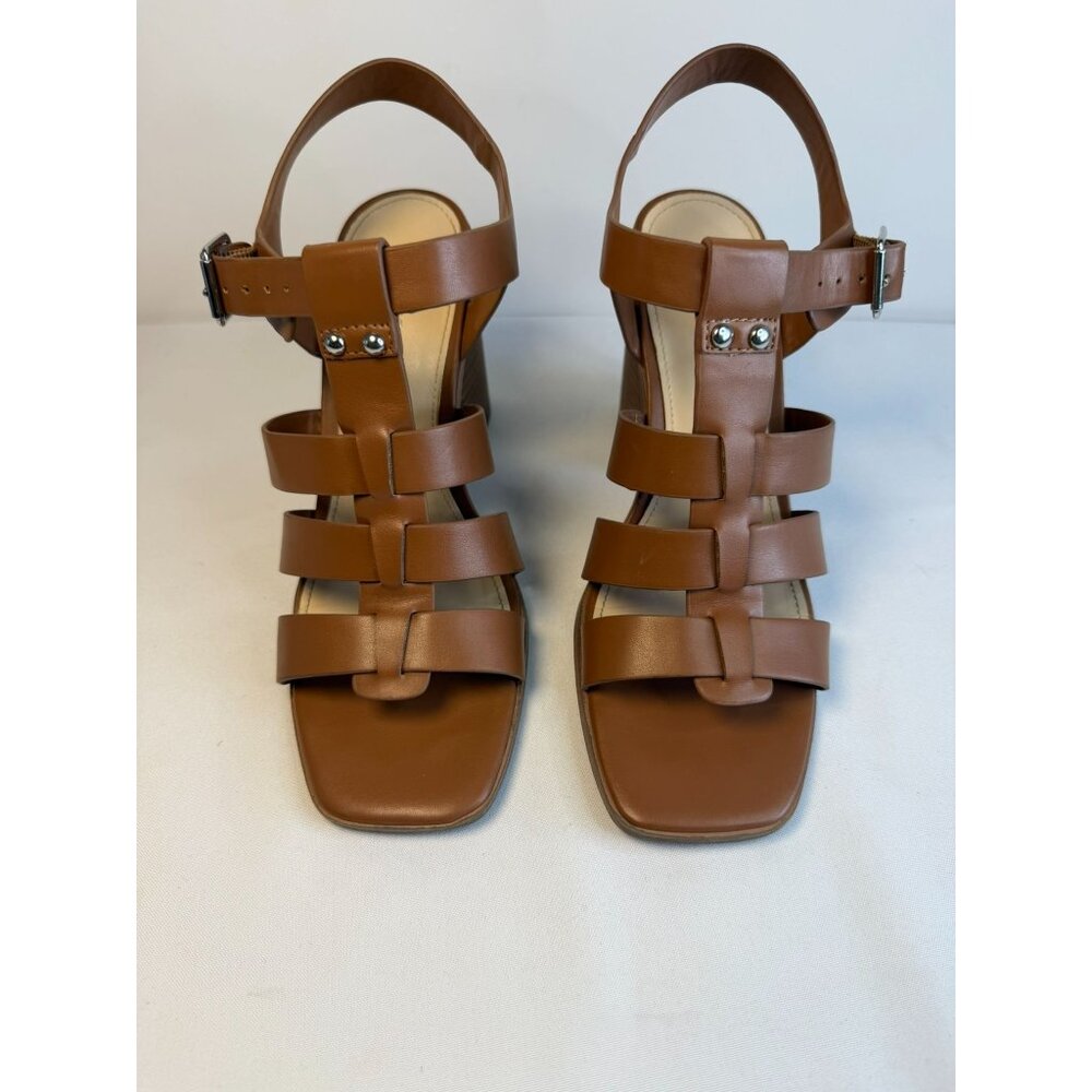 Marc Fisher Fynlee Sandals Women Size 9M Brown Leather Strappy Block Heel Shoes - Picture 2 of 12